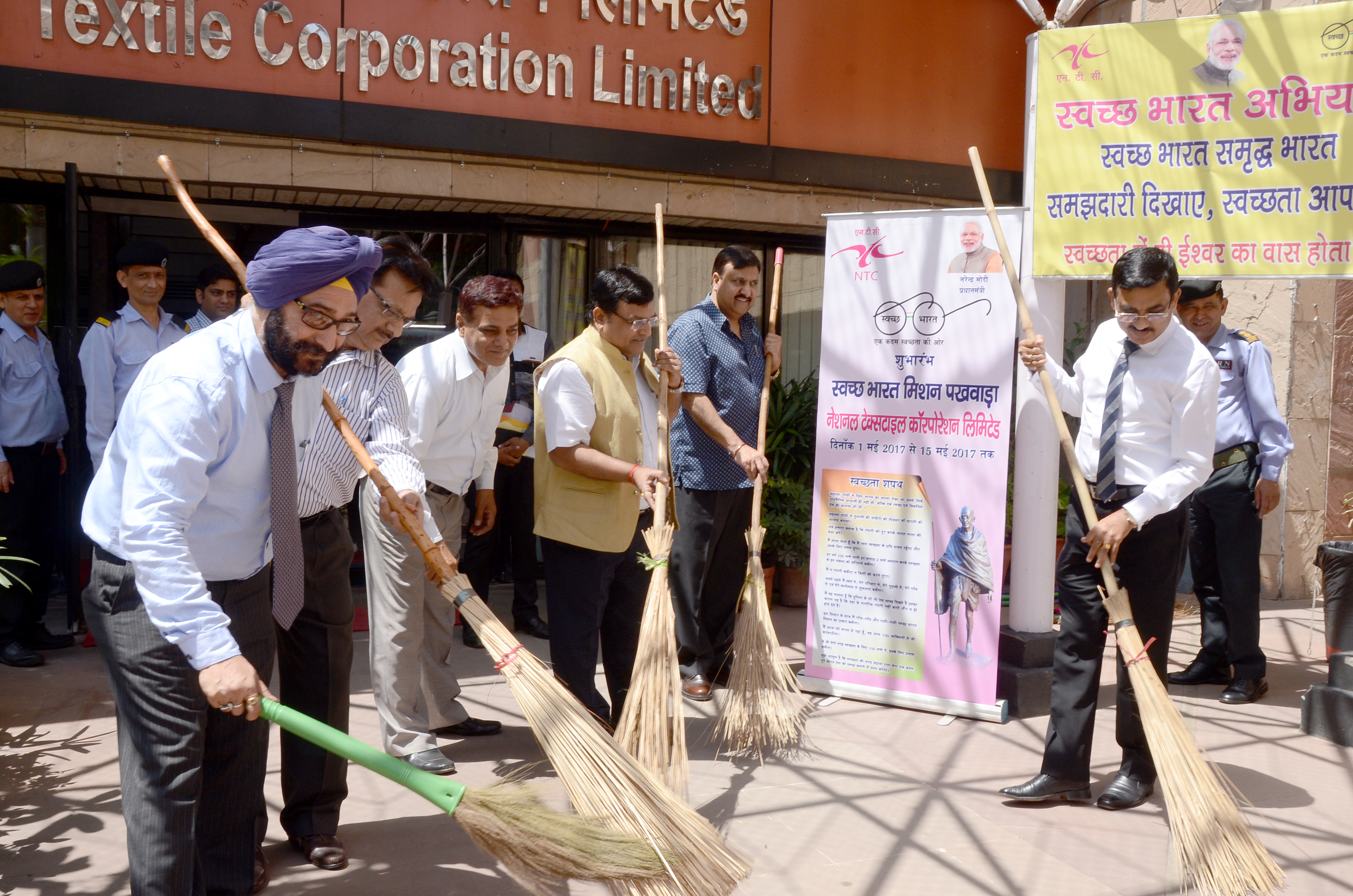 Compliance of Swachhta by Honorable CMD Shri P. C. Vaish, Directors NTCL and officials in Head Office